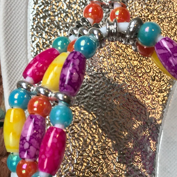 NWT, Size L 10-11, Beaded Beach/Pool Thong Sandals - Picture 3 of 8